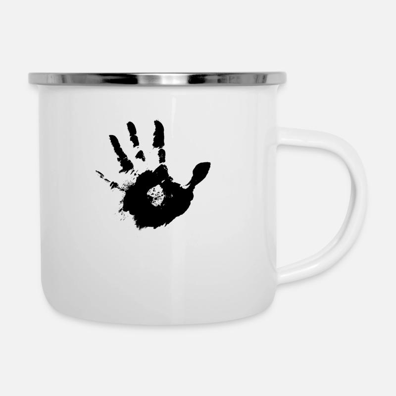 Hände weg - Emaille-Tasse - Weiß
