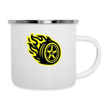 Reifen Flamme Auto - Emaille-Tasse - Weiß - Rechts