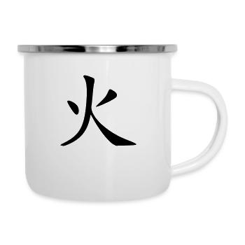Feuer - Emaille-Tasse - Weiß - Rechts