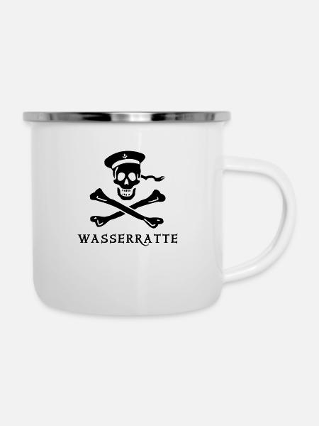 ~ Wasserratte ~ - Emaille-Tasse - Weiß
