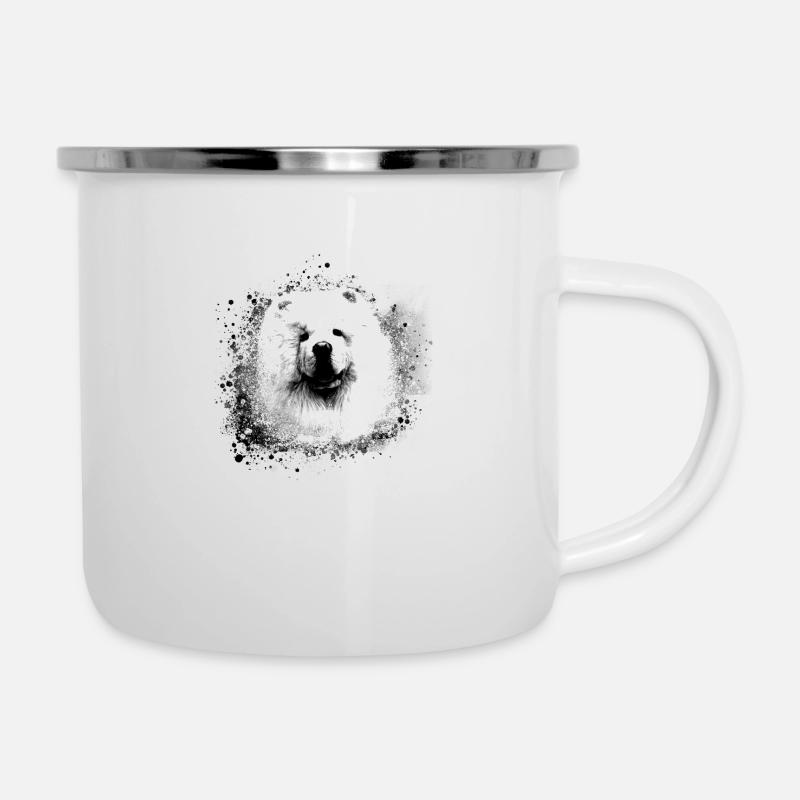 Chow Chow, chien, samojede, peinture, graffiti - Tasse émaillée - blanc