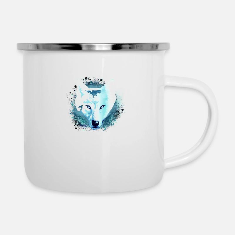 wolf,blau,hund, husky,Hund, malerei,graffiti - Emaille-Tasse - Weiß