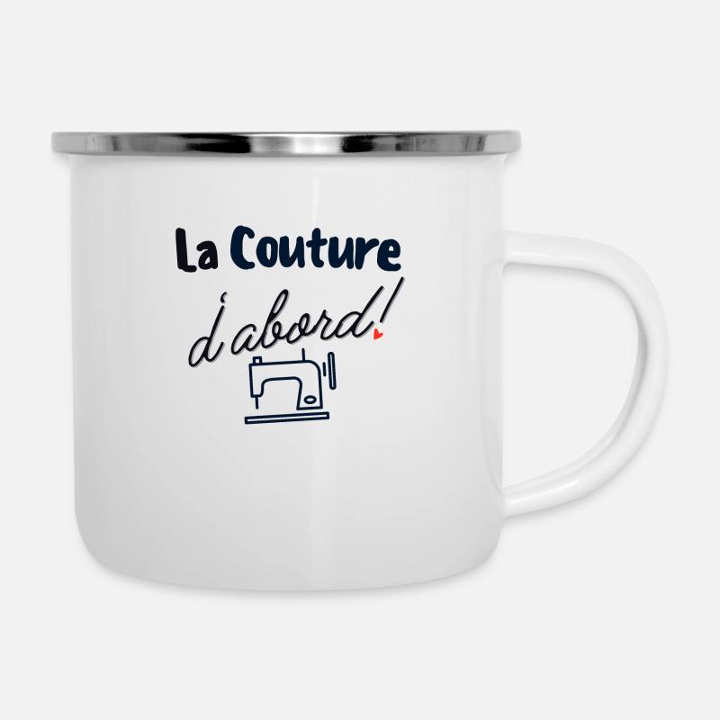 Zuerst nähen - Emaille-Tasse - Weiß
