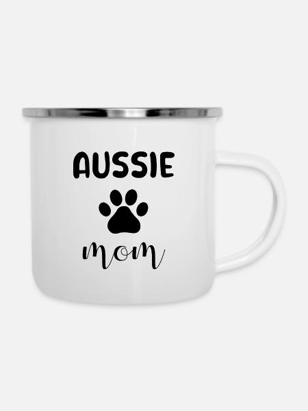 Aussie Mom - Emaille-Tasse - Weiß