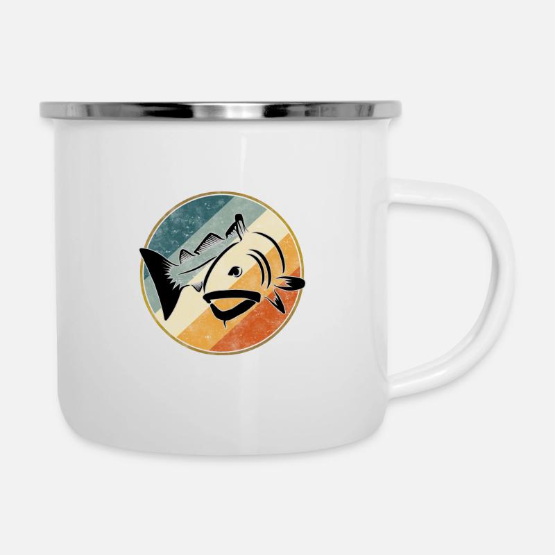 Dorsch - Dorschangeln Retro - Emaille-Tasse - Weiß