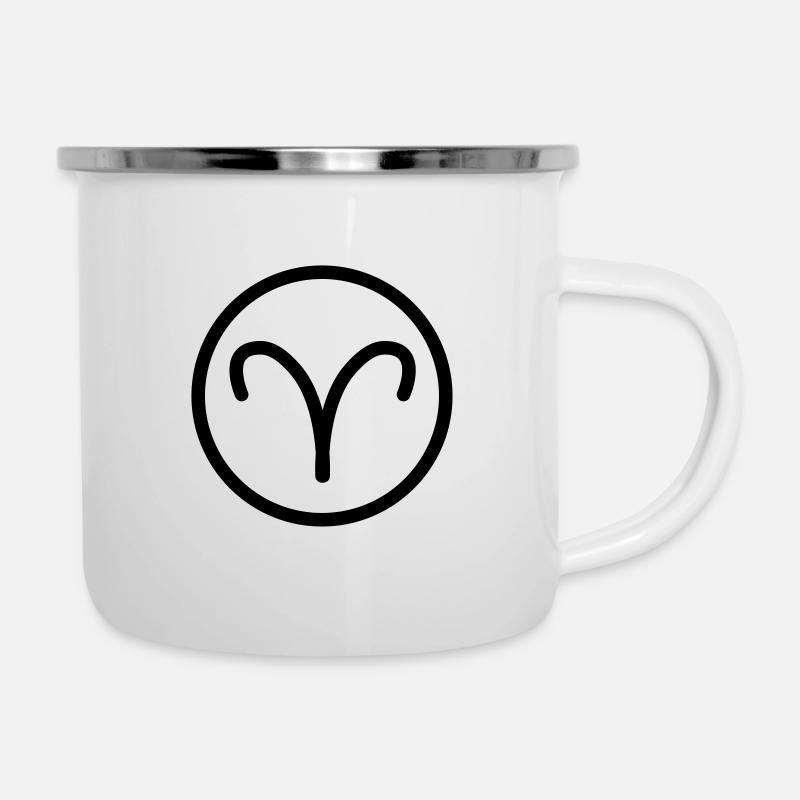 Widder Symbole / Signe du zodiaque - Tasse émaillée - blanc
