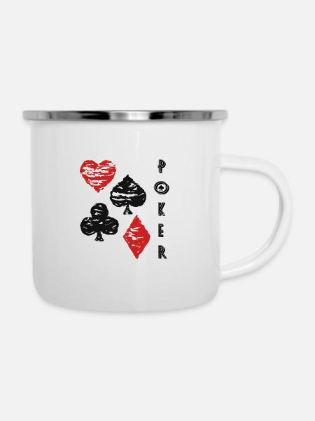 Poker Life - Emaille-Tasse - Weiß