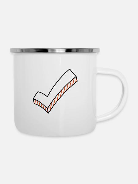 Haken dran zweifarbig - Emaille-Tasse - Weiß