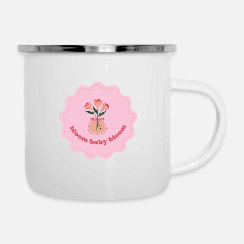 Bloom Baby Bloom: pink - Emaille-Tasse - Weiß