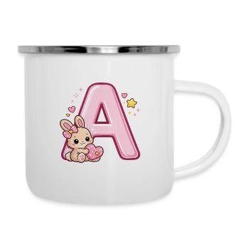  A mit Hase Herz - Emaille-Tasse - Weiß - Rechts