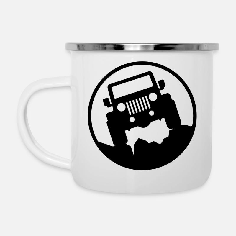 Jeep - Geländer 4x4 - Emaille-Tasse - Weiß