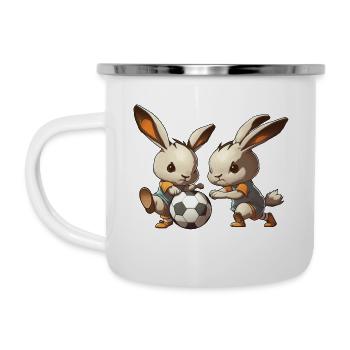 Bunnies Play Soccer Bunny Ball Sports - Camper Mug - white - Left