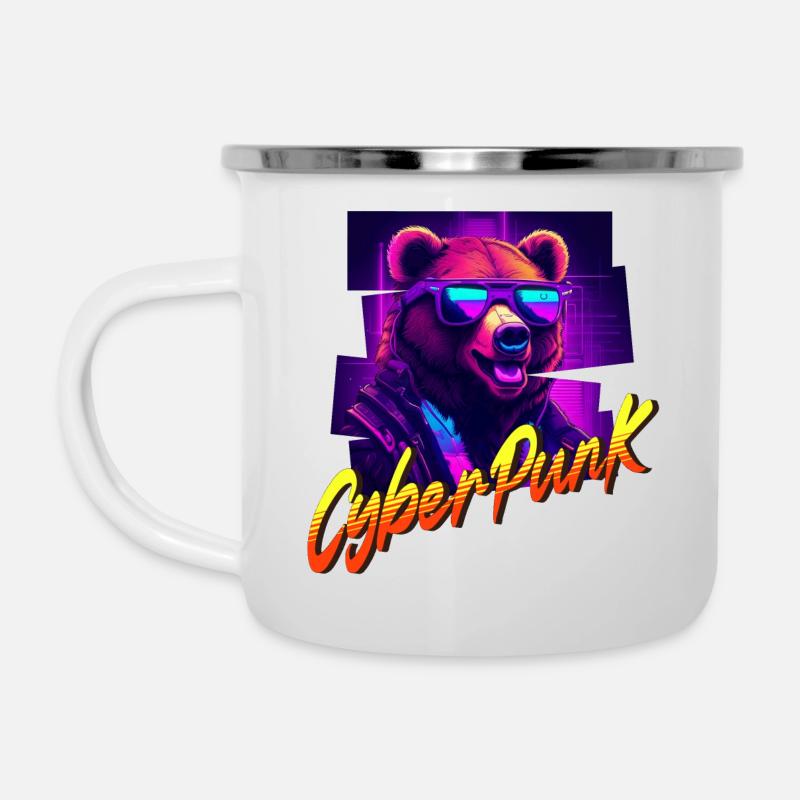 Ours Cyberpunk - Tasse émaillée - blanc