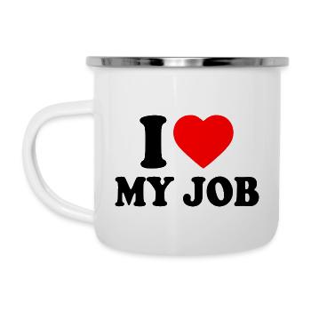 I love my job - Emaille-Tasse - Weiß - Links
