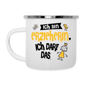 ich bin Erzieherin, ich darf das - Emaille-Tasse - Weiß - Links