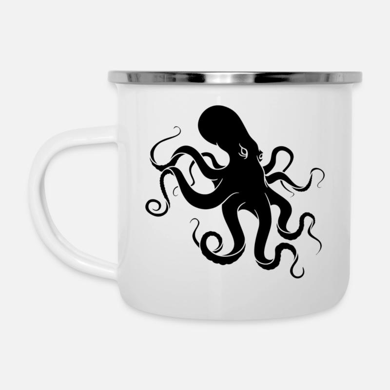 Pieuvre - Tasse émaillée - blanc
