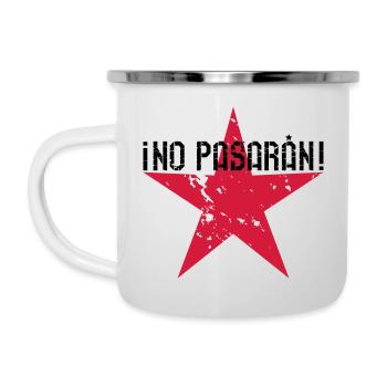 122 No Pasaran Spruch Stern - Emaille-Tasse - Weiß - Links