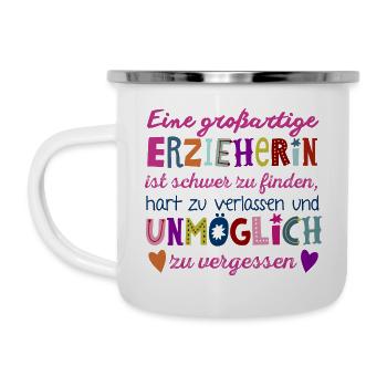 Eine großartige Erzieherin - Emaille-Tasse - Weiß - Links