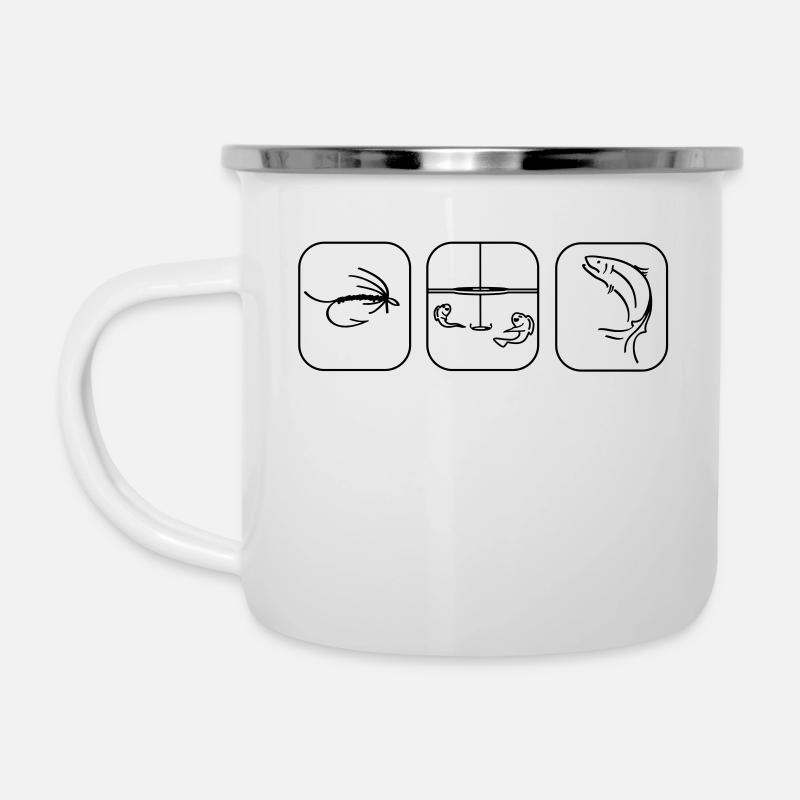 3 Fische - Emaille-Tasse - Weiß