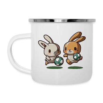 Bunnies Play Soccer Bunny Ball Sports - Camper Mug - white - Left