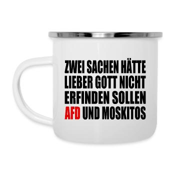 Fck afd - afd und moskitos - Emaille-Tasse - Weiß - Links