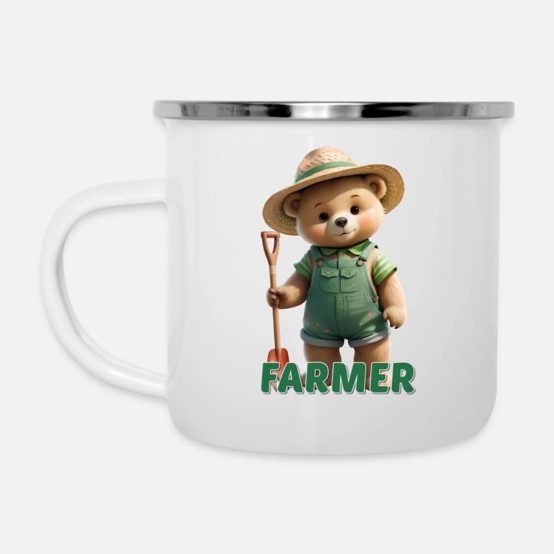 Garten Bär - Emaille-Tasse - Weiß