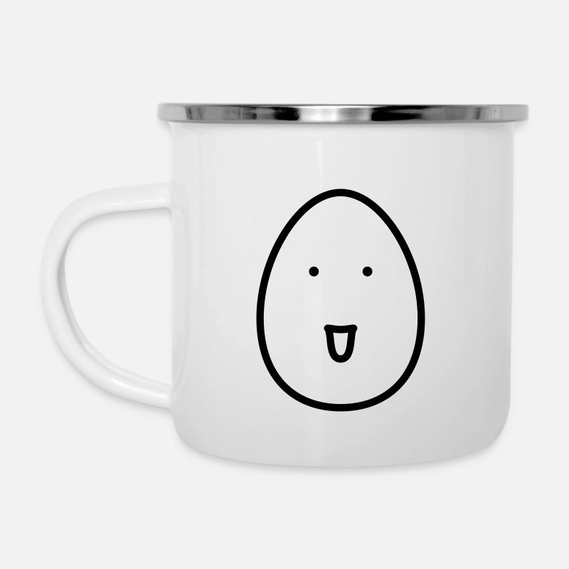 Egg Face Excitement - Emaille-Tasse - Weiß