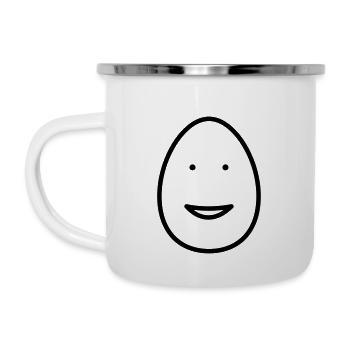 Egg Face Open Smile - Emaille-Tasse - Weiß - Links