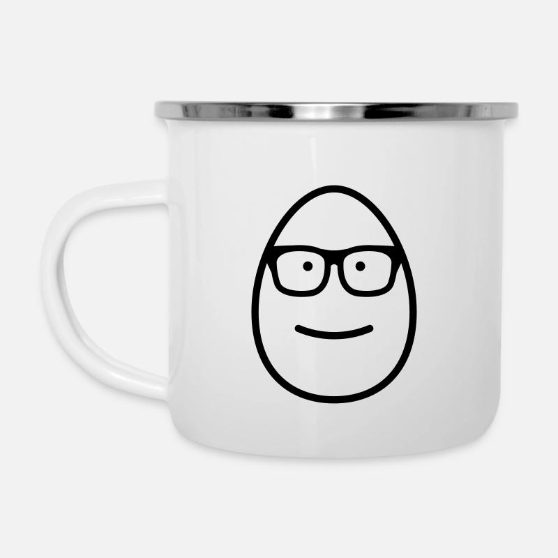 Lunettes de visage d'oeuf amical - Tasse émaillée - blanc