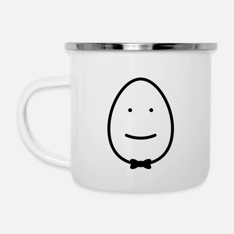 Oeuf visage masculin - Tasse émaillée - blanc