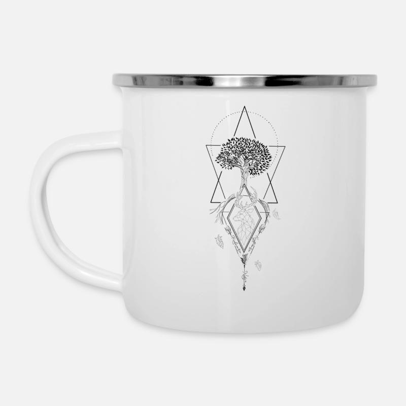 GEOMETRIC DEER WITH TREE - Camper Mug - white