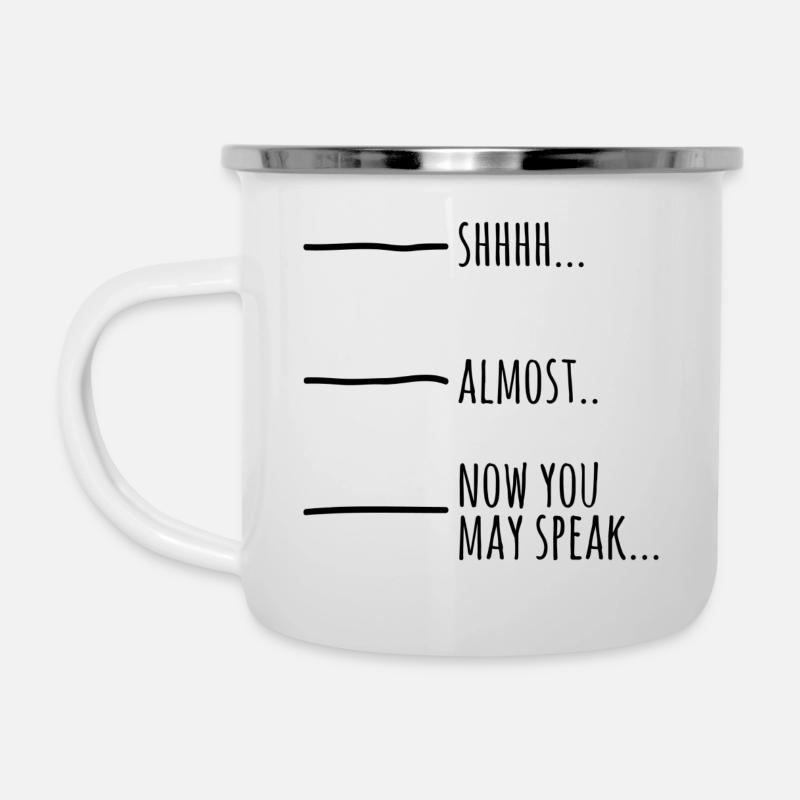 Jetzt kannst du sprechen - Emaille-Tasse - Weiß