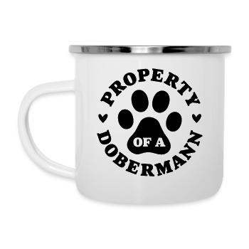 Eigentum eines Dobermanns - Emaille-Tasse - Weiß - Links