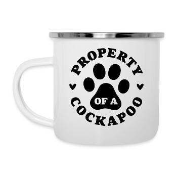 Eigentum eines Cockapoo - Emaille-Tasse - Weiß - Links