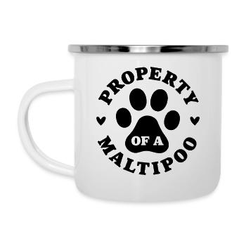 Eigentum eines Maltipoo - Emaille-Tasse - Weiß - Links