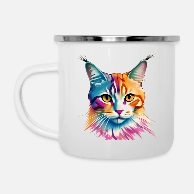 Chat - Tasse émaillée - blanc