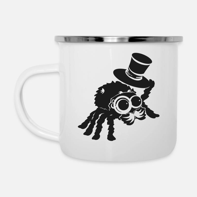 Gentleman Spinne mit Hut höflicher Herr - Emaille-Tasse - Weiß