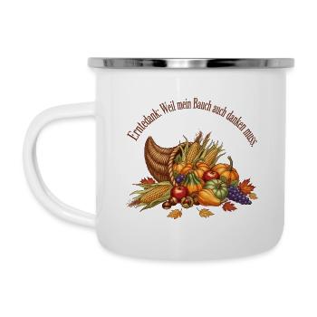 Thanksgiving : Parce que mon estomac doit aussi rendre grâce. - Tasse émaillée - blanc - Gauche