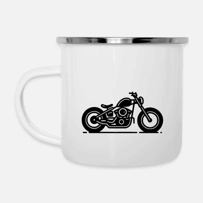 Minimalist Bobber Motorcycle Line Art Black - Camper Mug - white
