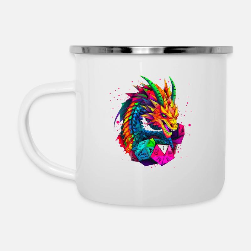 Dragon Die V.3 - Emaille-Tasse - Weiß