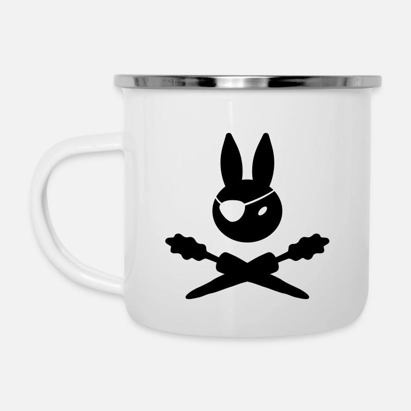 Bunny Pirate with Carrots - Emaille-Tasse - Weiß