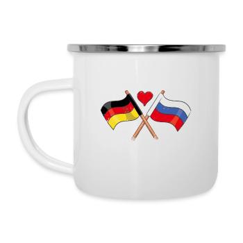 Ich Liebe Russland Deutschland Flagge Herz Fahne - Emaille-Tasse - Weiß - Links