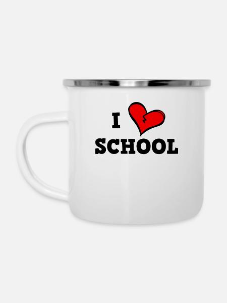 Ich liebe Schule - Emaille-Tasse - Weiß