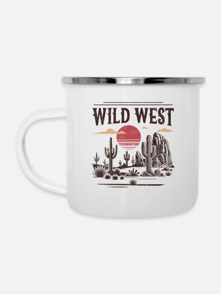 Wilder Westen - Emaille-Tasse - Weiß