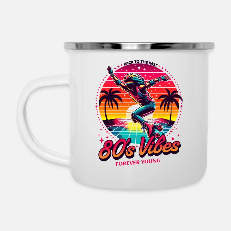 80 s Vibes, Back to the past - Emaille-Tasse - Weiß