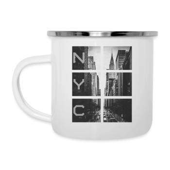 New Yorker Plätze - Emaille-Tasse - Weiß - Links