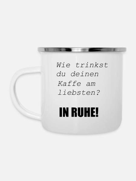 IN RUHE - Emaille-Tasse - Weiß