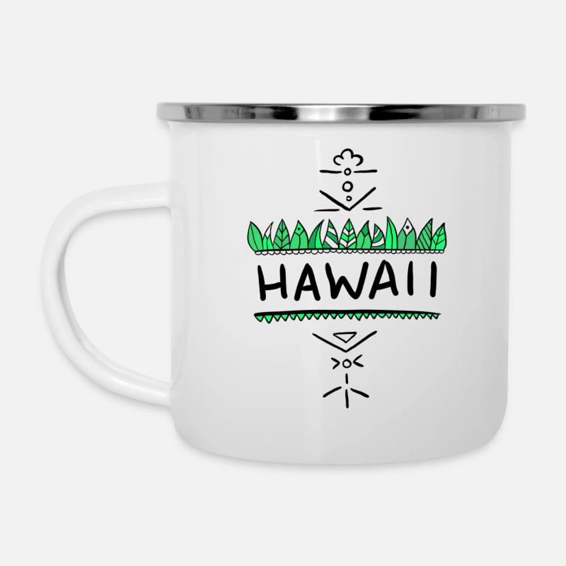 Hawaii - Emaille-Tasse - Weiß