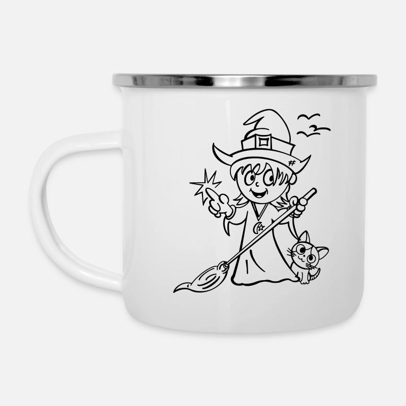 Hexe - Emaille-Tasse - Weiß
