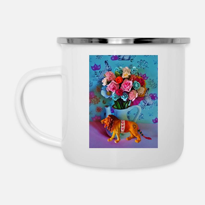 Lion coloré - Tasse émaillée - blanc